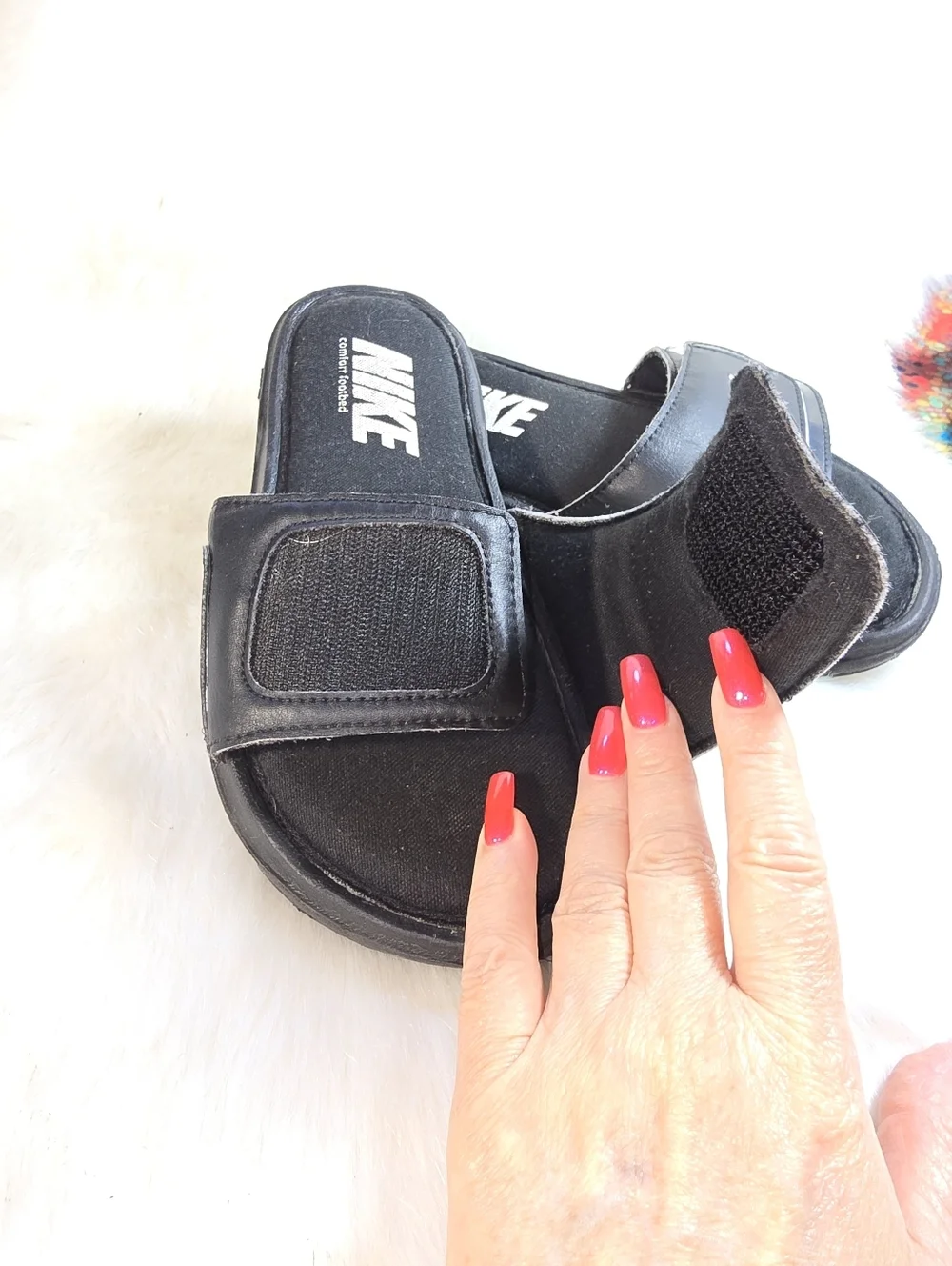 Nike Comfort Slide 2 Kids Black Slide Sandals with White Swoosh Accent